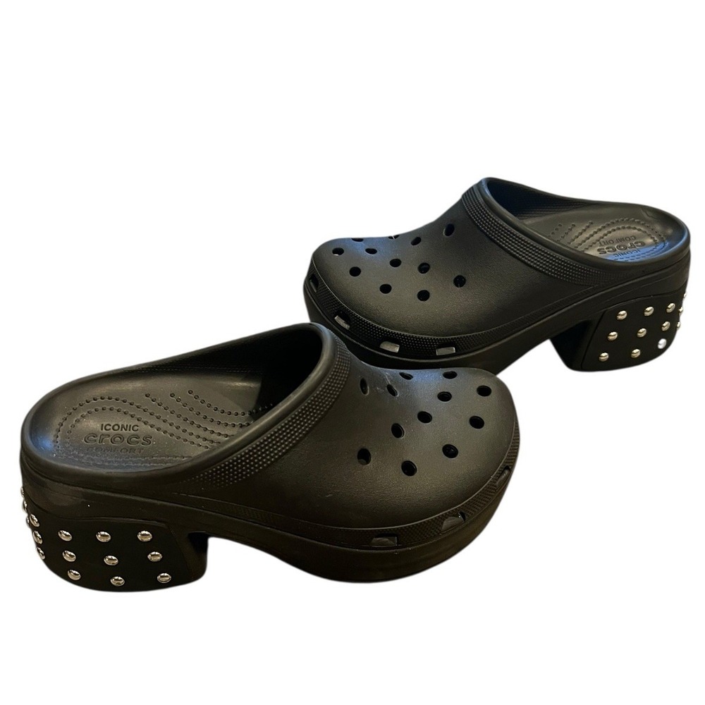 NWT Crocs Siren Studded Clog Heel Black Women's‎ Size M 13 Goth Rock & Roll